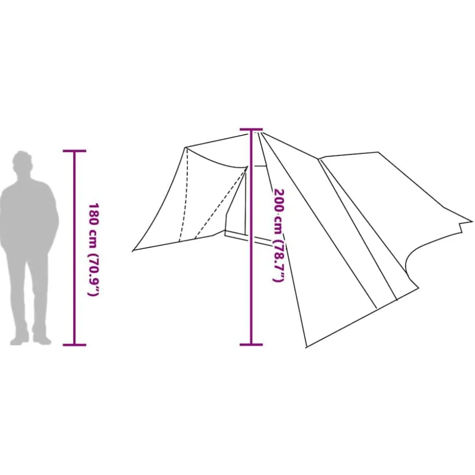 vidaXL Tipi telt med tag med opbevaring Blå 660 x 456 x 200 cm taft