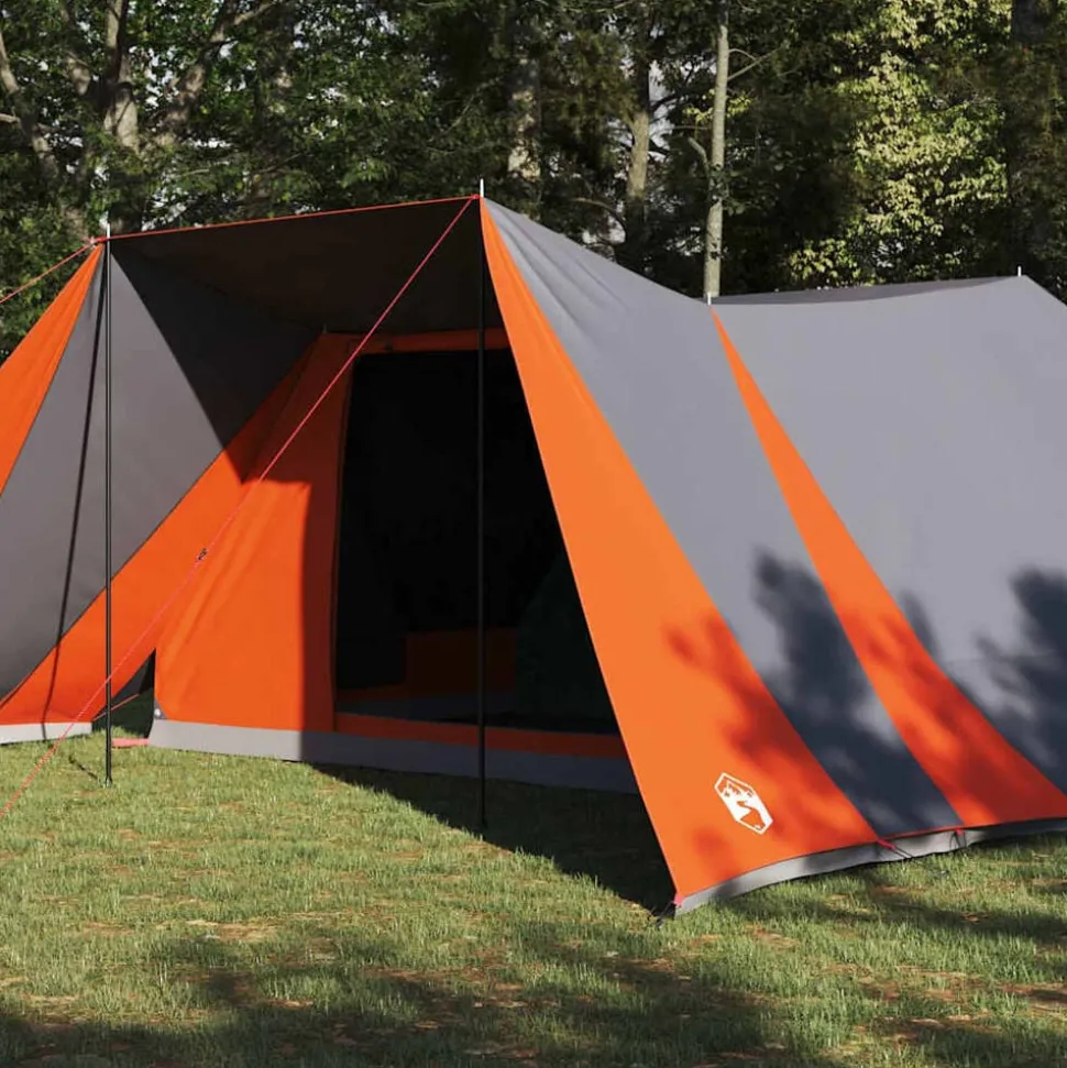 vidaXL Tipi telt med tag Grå og orange 660 x 456 x 200 cm taft