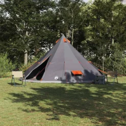 vidaXL Tipi telt med tag Grå og orange 560 x 560 x 300 cm taft