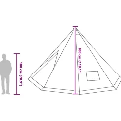 vidaXL Tipi telt med tag Grå og orange 560 x 560 x 300 cm taft