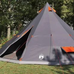 vidaXL Tipi telt med tag Grå og orange 560 x 560 x 300 cm taft