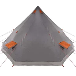 vidaXL Tipi telt med tag Grå og orange 560 x 560 x 300 cm taft