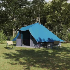 vidaXL Tipi telt med tag med opbevaring Blå 358 x 296 x 258 cm taft