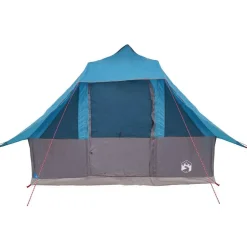 vidaXL Tipi telt med tag med opbevaring Blå 358 x 296 x 258 cm taft