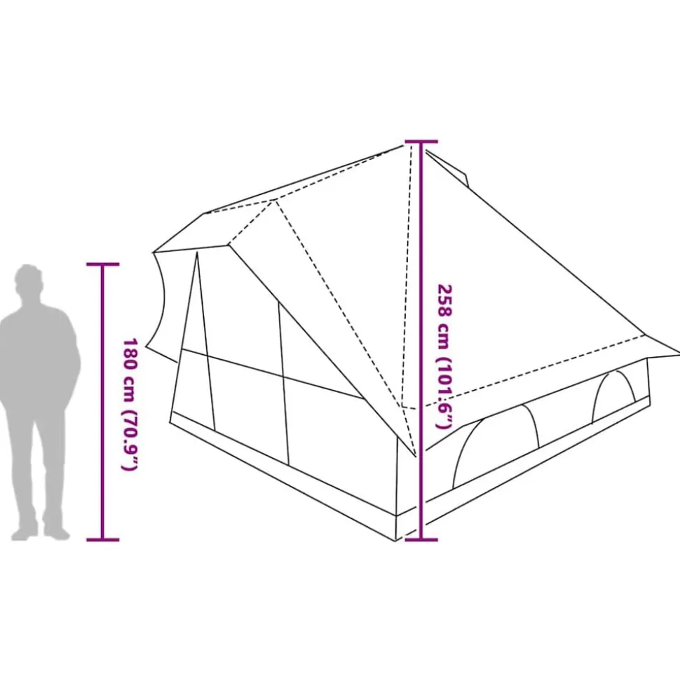 vidaXL Tipi telt med tag med opbevaring Blå 358 x 296 x 258 cm taft