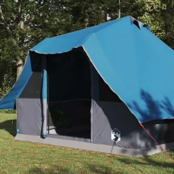 vidaXL Tipi telt med tag med opbevaring Blå 358 x 296 x 258 cm taft