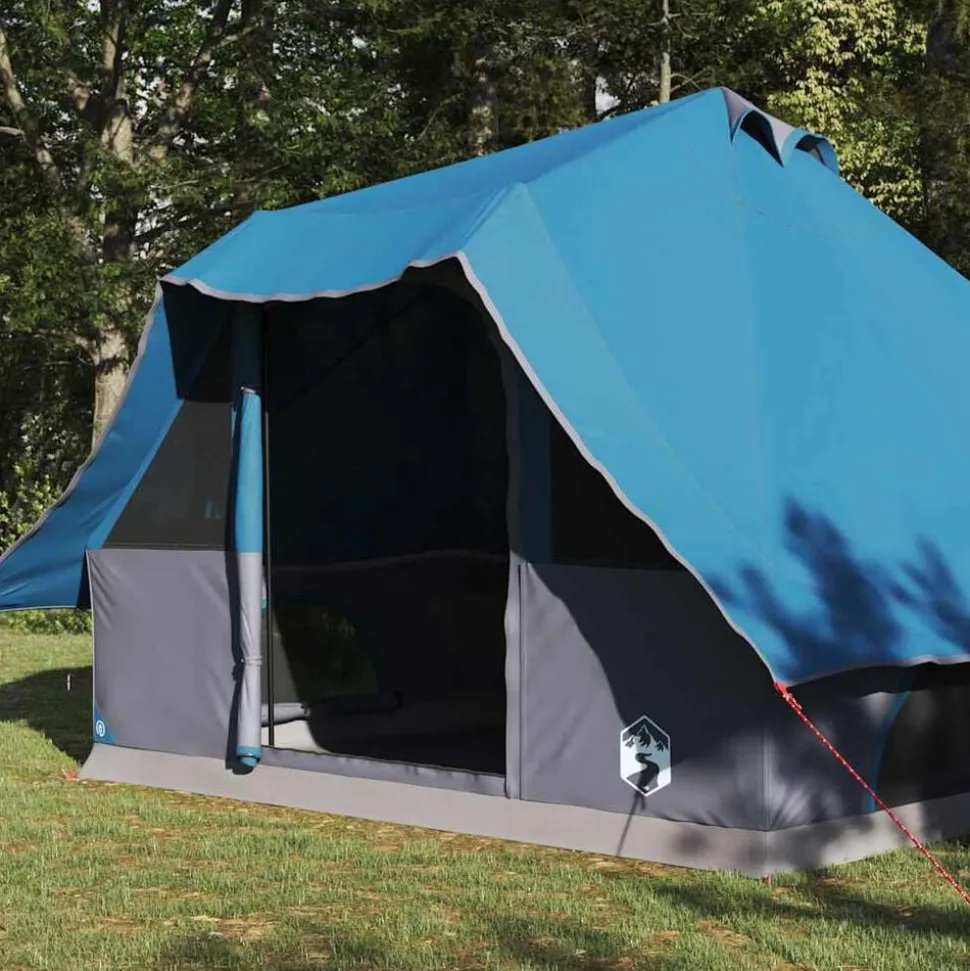 vidaXL Tipi telt med tag med opbevaring Blå 358 x 296 x 258 cm taft