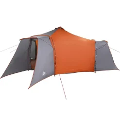 vidaXL Tipi telt med tag Grå og orange 492 x 492 x 275 cm taft