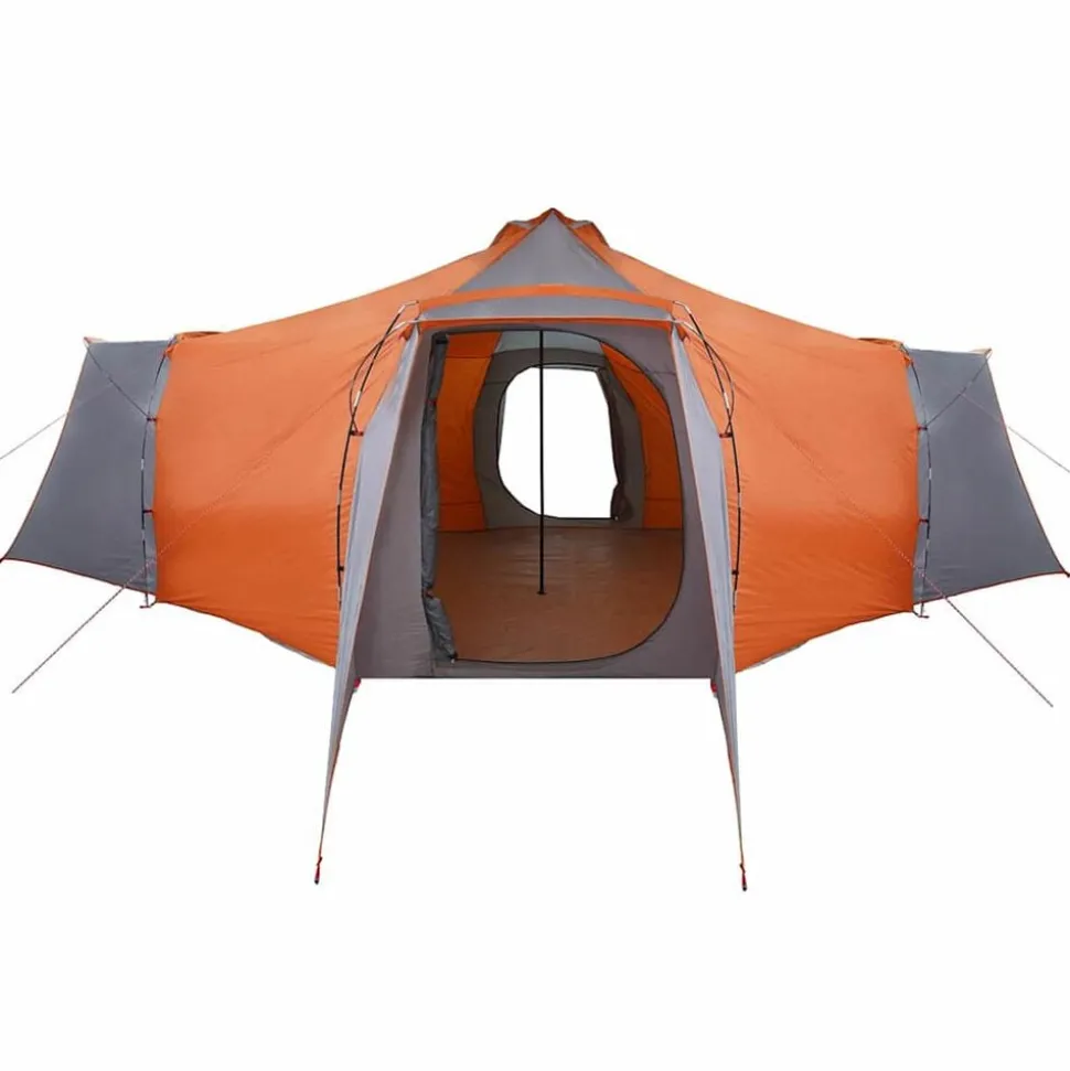 vidaXL Tipi telt med tag Grå og orange 492 x 492 x 275 cm taft