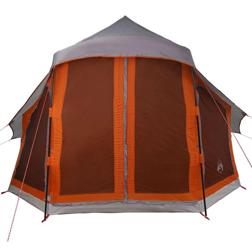 vidaXL Tipi telt med tag Grå og orange 404 x 370 x 270 cm taft