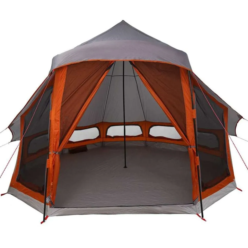 vidaXL Tipi telt med tag Grå og orange 404 x 370 x 270 cm taft
