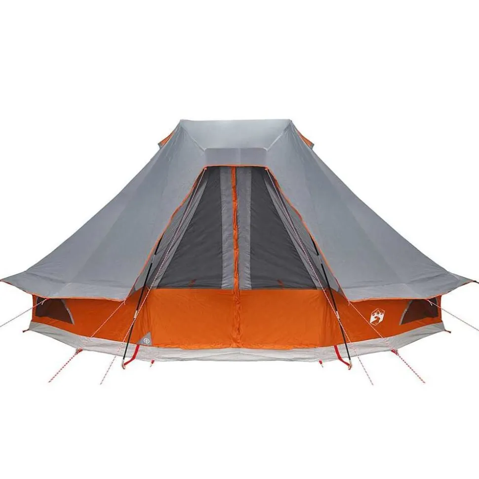 vidaXL Tipi telt med tag Grå og orange 466 x 310 x 240 cm taft