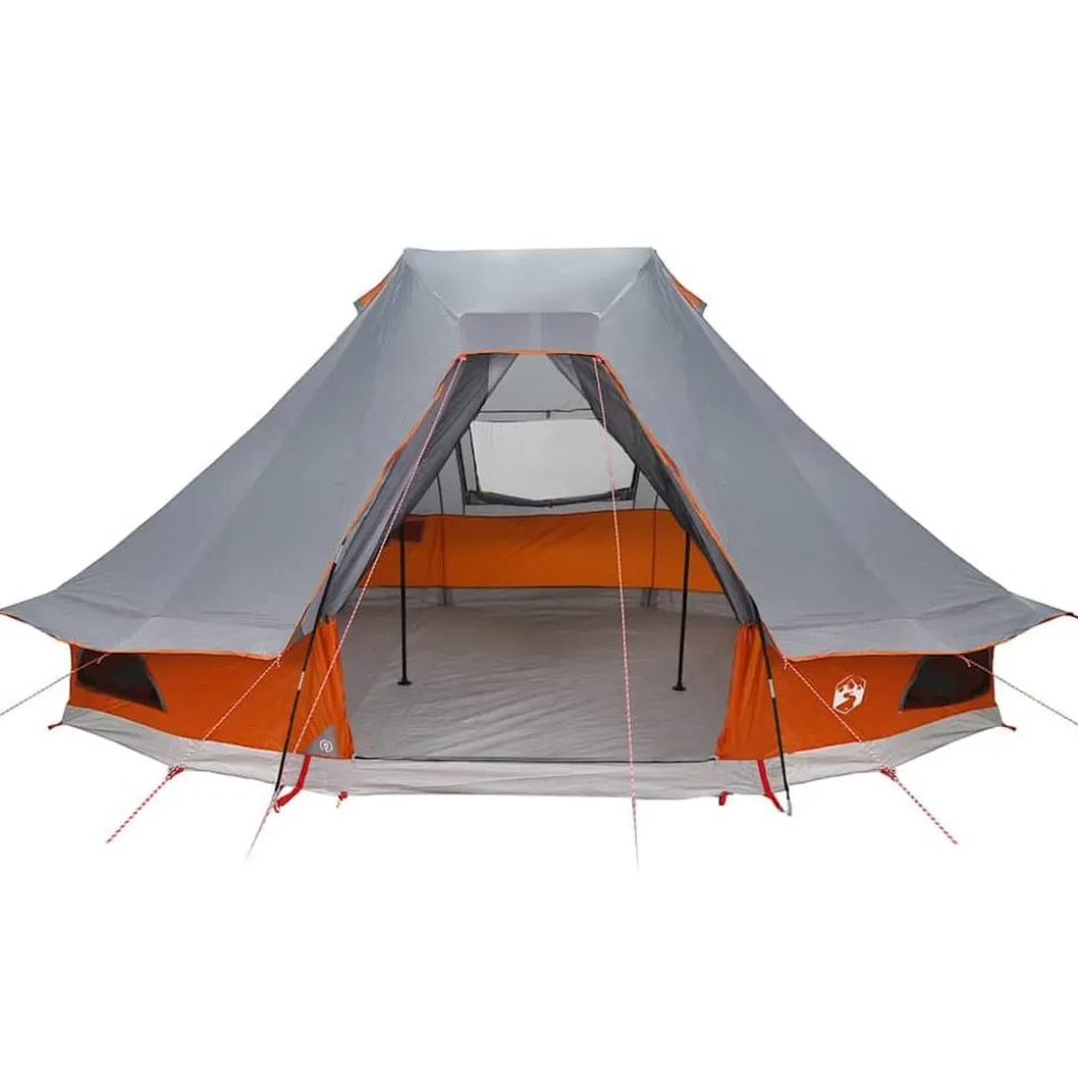 vidaXL Tipi telt med tag Grå og orange 466 x 310 x 240 cm taft
