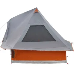 vidaXL Tipi telt med tag Grå og orange 466 x 310 x 240 cm taft