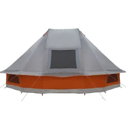 vidaXL Tipi telt med tag Grå og orange 466 x 310 x 240 cm taft