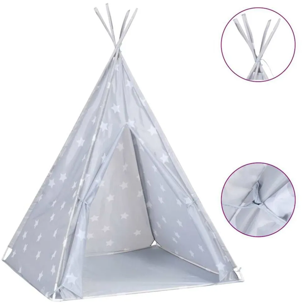 vidaXL tipi til børn 115x115x160 cm med bærepose polyester grå