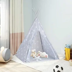 vidaXL tipi til børn 115x115x160 cm med bærepose polyester grå