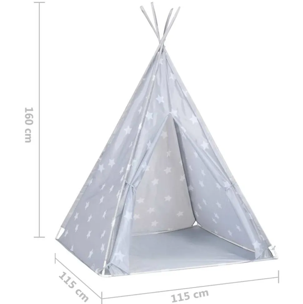 vidaXL tipi til børn 115x115x160 cm med bærepose polyester grå