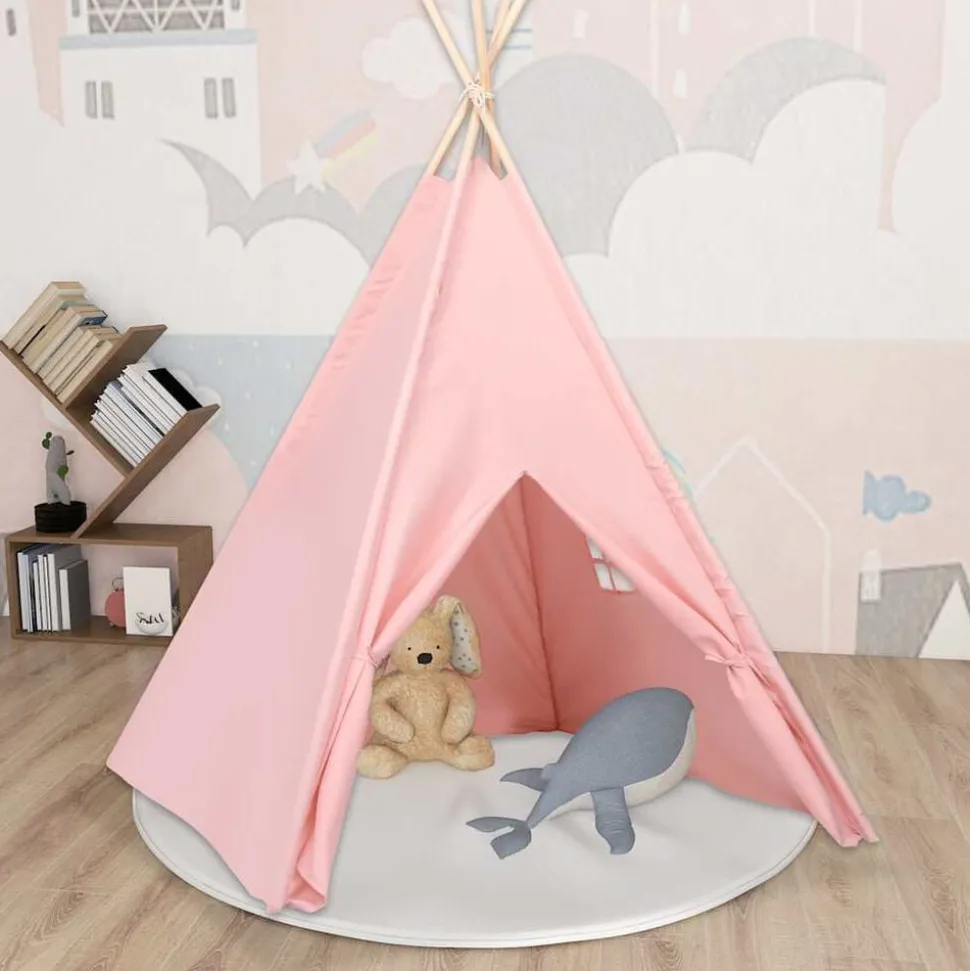 vidaXL tipi til børn 120x120x150 cm med bærepose polyester pink