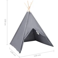 vidaXL tipi til børn 120x120x150 cm med bærepose polyester grå