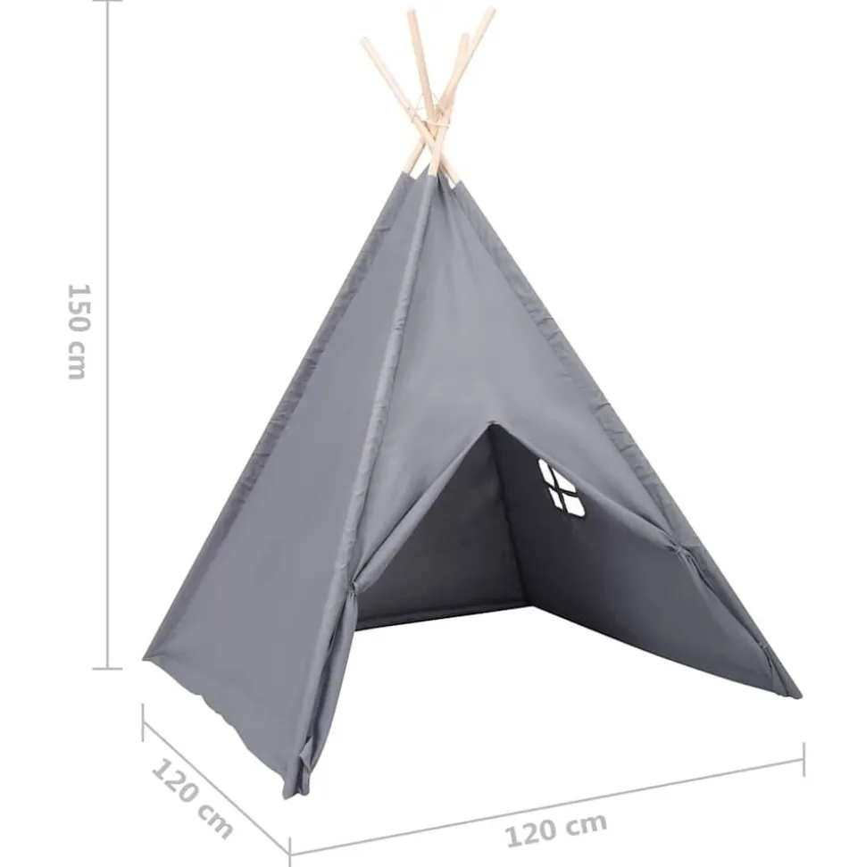 vidaXL tipi til børn 120x120x150 cm med bærepose polyester grå