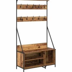 vidaXL Tøjstativ Gammelt træ 100 x 41 x 184 cm Konstrueret træ