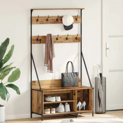 vidaXL Tøjstativ Gammelt træ 100 x 41 x 184 cm Konstrueret træ