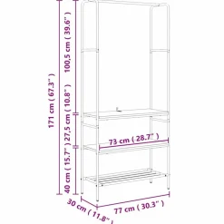 vidaXL Tøjstativ Grå sonoma-eg 77 x 30 x 171 cm Konstrueret træ