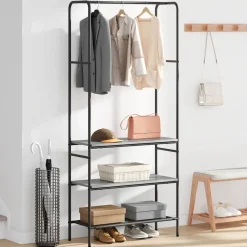 vidaXL Tøjstativ Grå sonoma-eg 77 x 30 x 171 cm Konstrueret træ