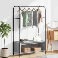 vidaXL Tøjstativ med opbevaring Grå 100 x 44 x 160 cm Konstrueret træ