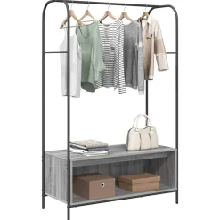 vidaXL Tøjstativ med opbevaring Grå 100 x 44 x 160 cm Konstrueret træ