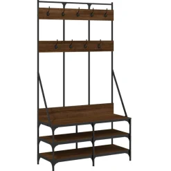 vidaXL tøjstativ med skoopbevaring 100x40x184 cm brun egetræsfarve