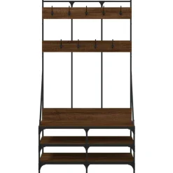 vidaXL tøjstativ med skoopbevaring 100x40x184 cm brun egetræsfarve