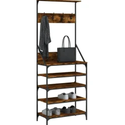 vidaXL tøjstativ med skoopbevaring 70x34x184 cm røget egetræsfarve