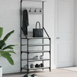 vidaXL tøjstativ med skoopbevaring 70x34x184 cm grå sonoma-eg