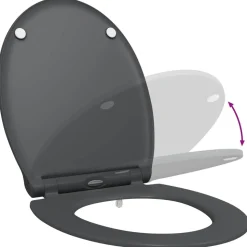 vidaXL Toilet sæde Antracit 47 x 37,5 x 3,8 cm Duroplast
