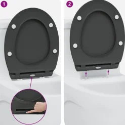vidaXL Toilet sæde Antracit 47 x 37,5 x 3,8 cm Duroplast