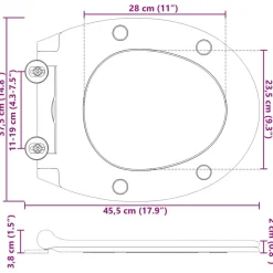 vidaXL Toilet sæde Grå 47 x 37,5 x 3,8 cm Duroplast