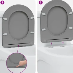 vidaXL Toilet sæde Grå 47 x 36 x 3,4 cm Duroplast