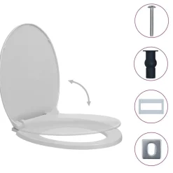 vidaXL toiletsæde med soft close og quick release-funktion oval lysegrå