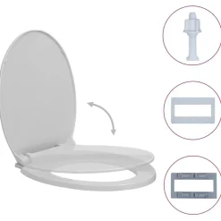 vidaXL toiletsæde med soft-close oval lysegrå