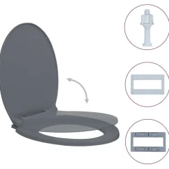 vidaXL toiletsæde med soft close oval grå