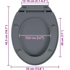 vidaXL toiletsæde med soft close og quick release-funktion oval grå