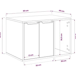 vidaXL toiletskjuler kattebakke 60x40x40 cm konstrueret træ grå sonoma