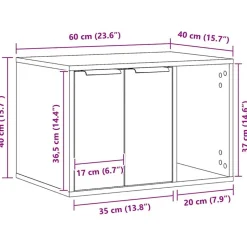 vidaXL toiletskjuler kattebakke 60x40x40 cm konstrueret træ sonoma-eg