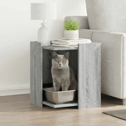 vidaXL toiletskjuler kattebakke 42x42x51 cm konstrueret træ grå sonoma