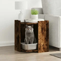 vidaXL toiletskjuler kattebakke 42x42x51 cm konstrueret træ røget eg