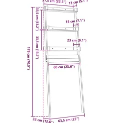 vidaXL toiletstativ 63,5x32x179 cm massivt fyrretræ grå