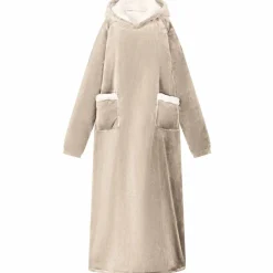 vidaXL Tæppe-hoodie Beige M Fleece og Flannel