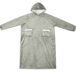 vidaXL Tæppe-hoodie Grå M Fleece og Flannel